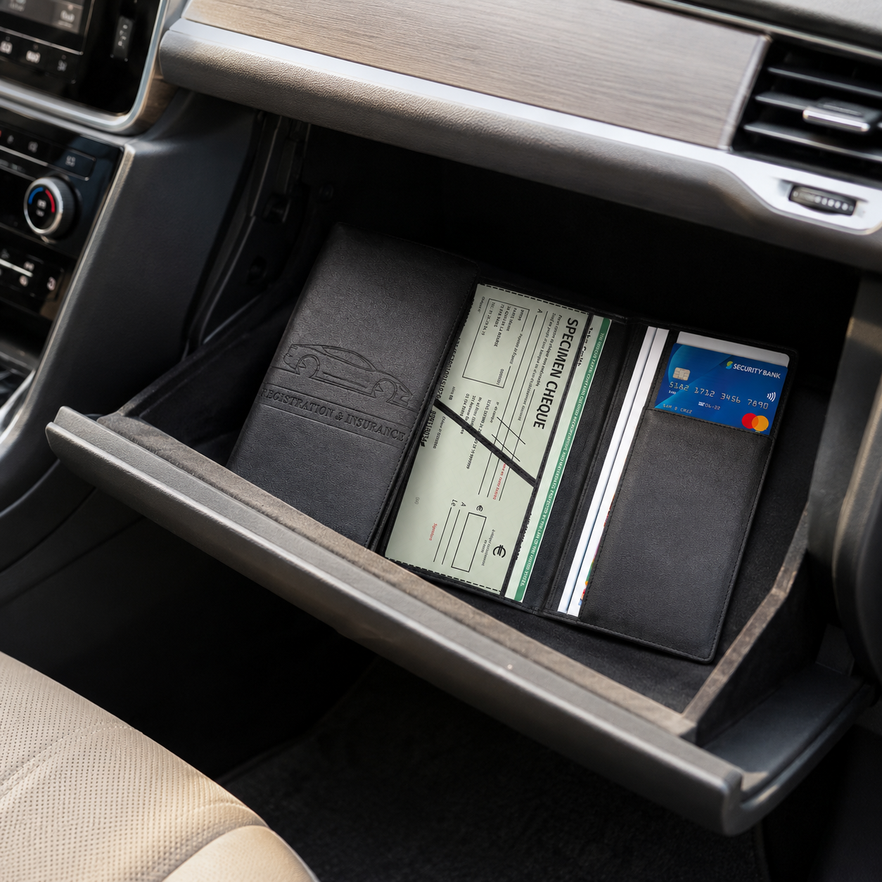 PU Car Registration Insurance Card and Driver License Document Holder