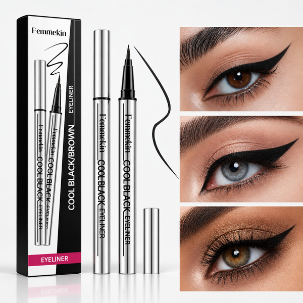 Cool Black/Brown Waterproof Eyeliner | 24hr Long-Lasting, One stoke forming