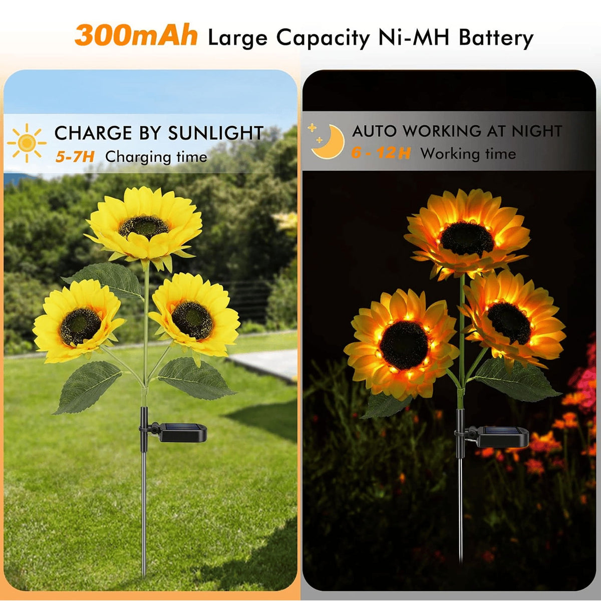 Solar Powered Sunflower LED Garden Lights Outdoor Waterproof Set
