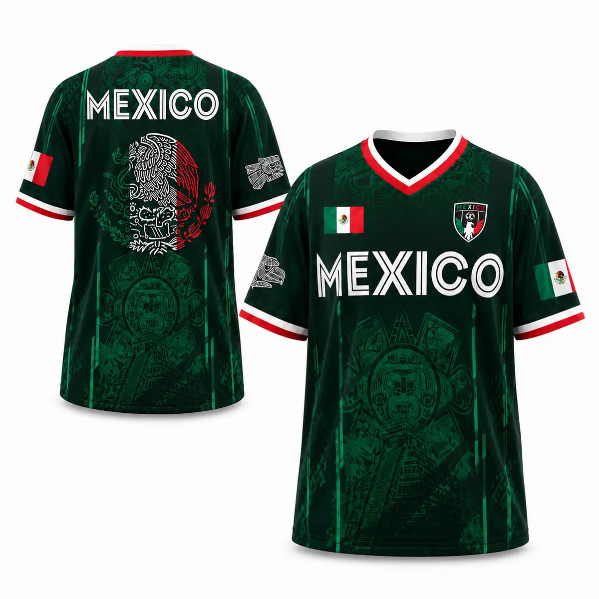 2026 Mexico Soccer Chichen Itza Graphic Retro Soccer Jersey Casual Sports Shirt