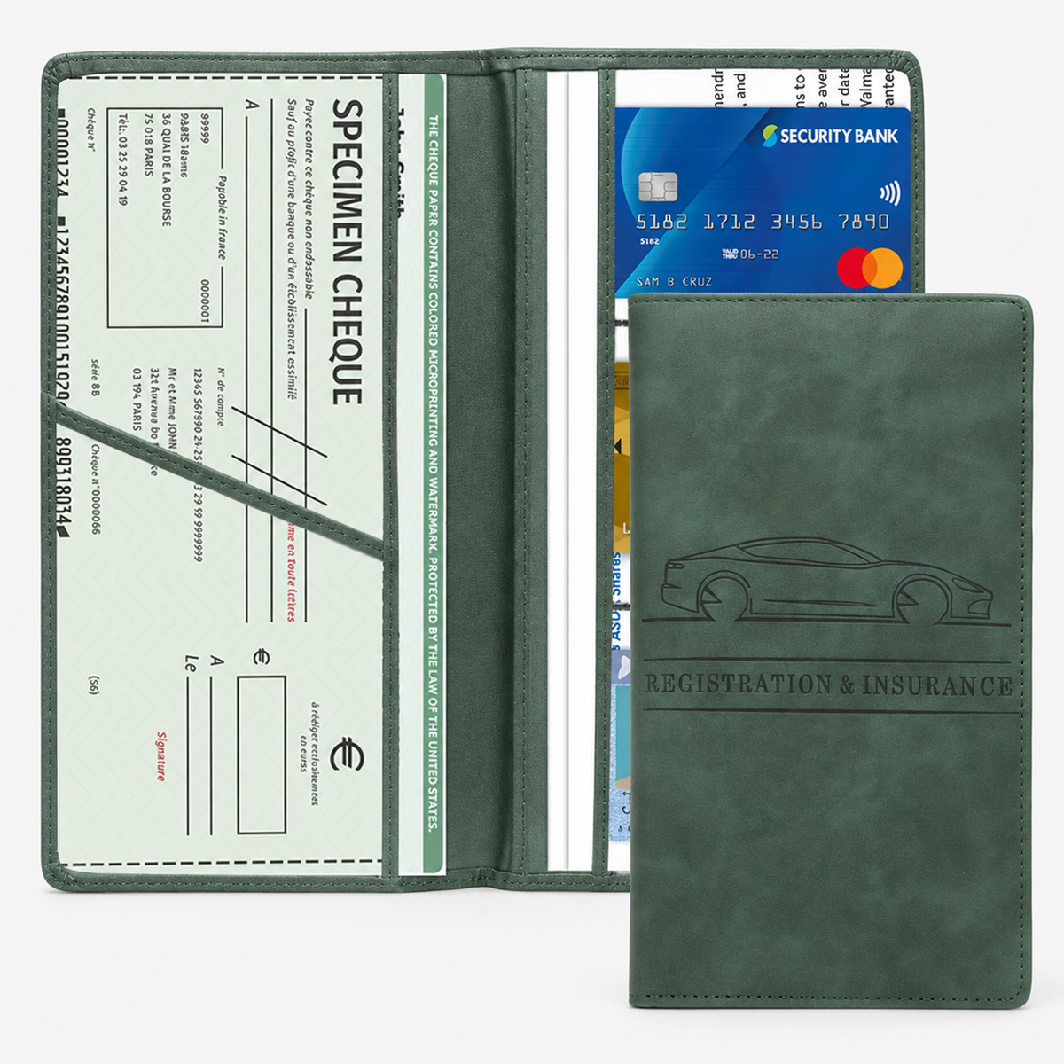 PU Car Registration Insurance Card and Driver License Document Holder