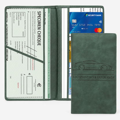 PU Car Registration Insurance Card and Driver License Document Holder