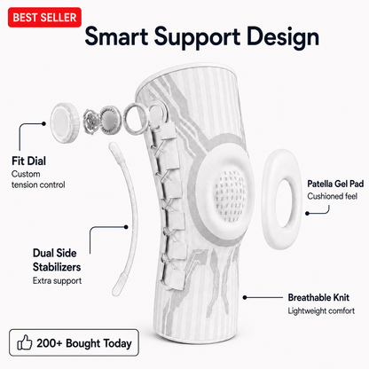 Breathable Compression Knee Brace with Side Stabilizers and Shock Absorption Pad