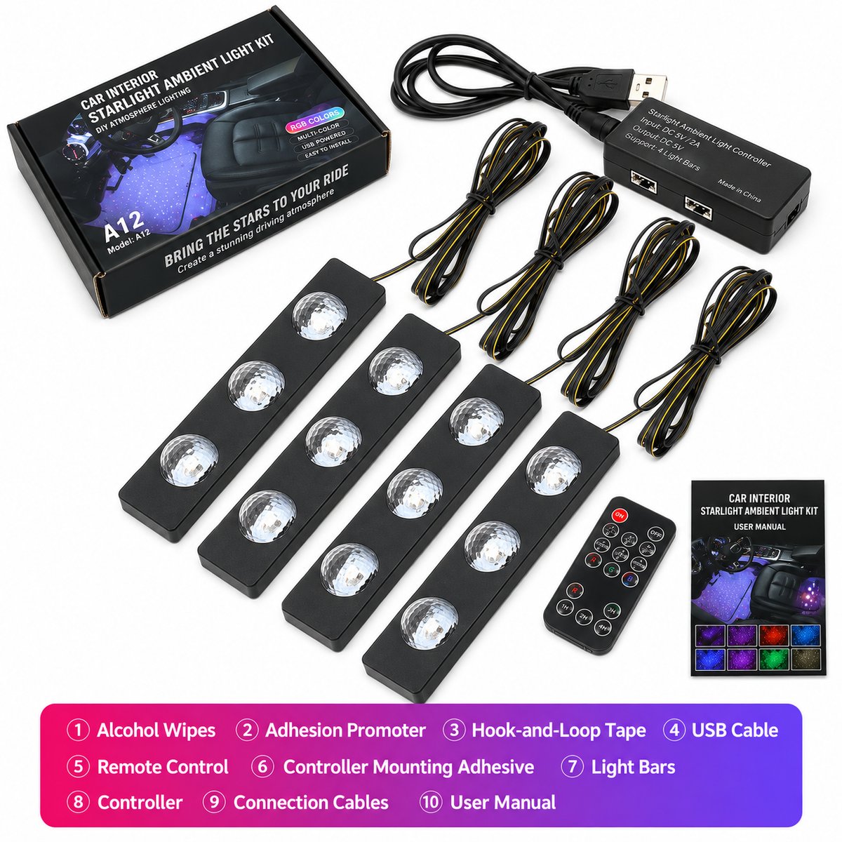 RGB Car Footwell Star Light - Create a Starry Atmosphere Inside Your Car ✨🚗