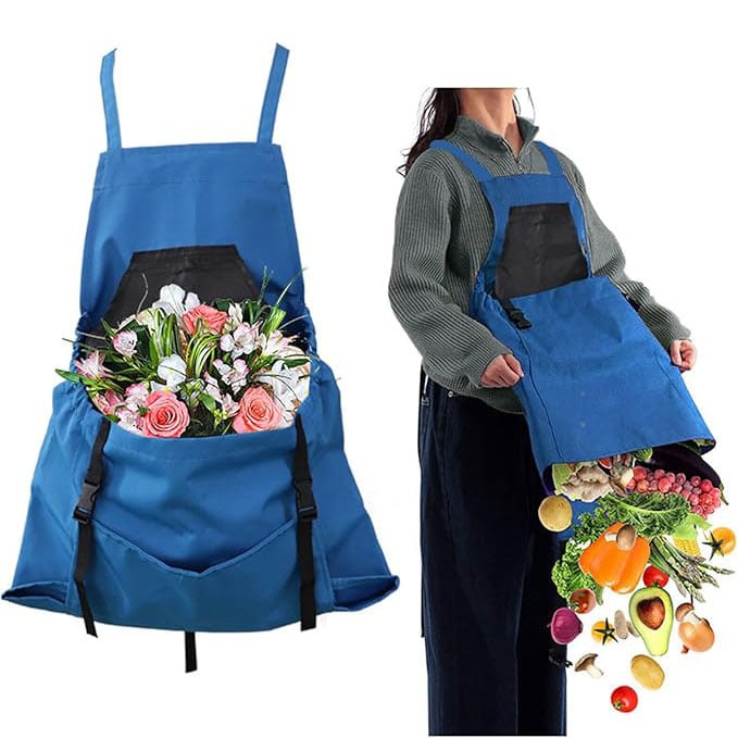 Cross Back Gardening Apron With Deep Kangaroo Release Pockets