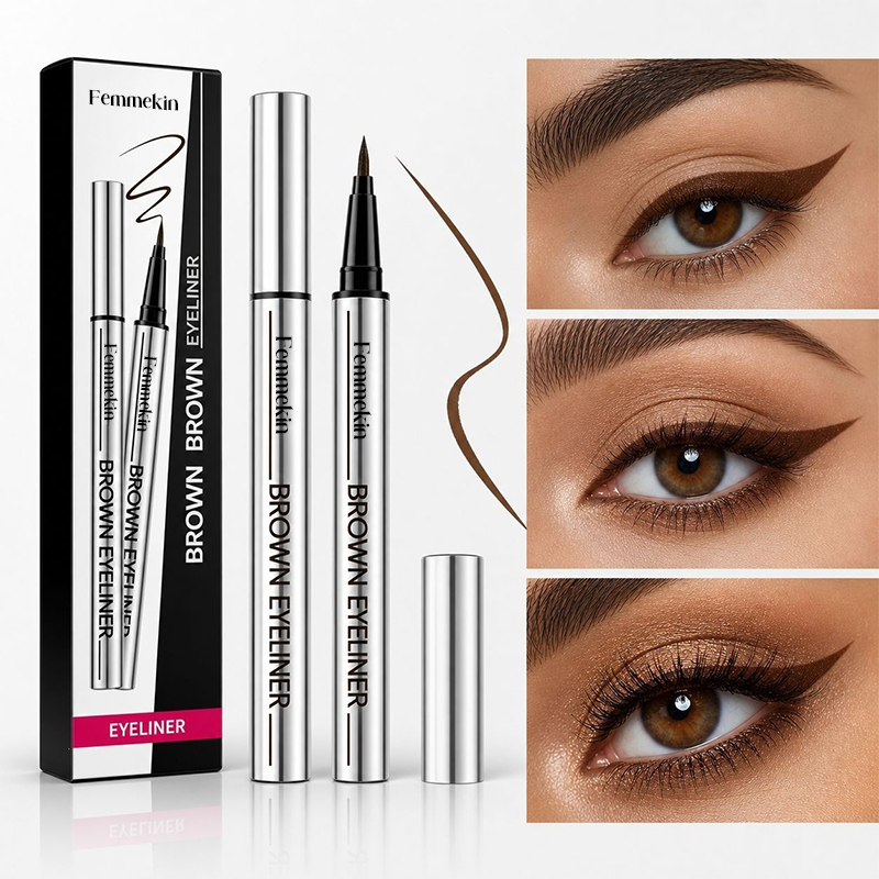 Cool Black/Brown Waterproof Eyeliner | 24hr Long-Lasting, One stoke forming