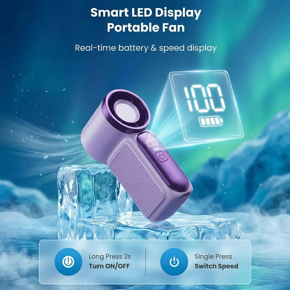 Portable Mini Handheld Fan with LED Display and USB Rechargeable Cooling