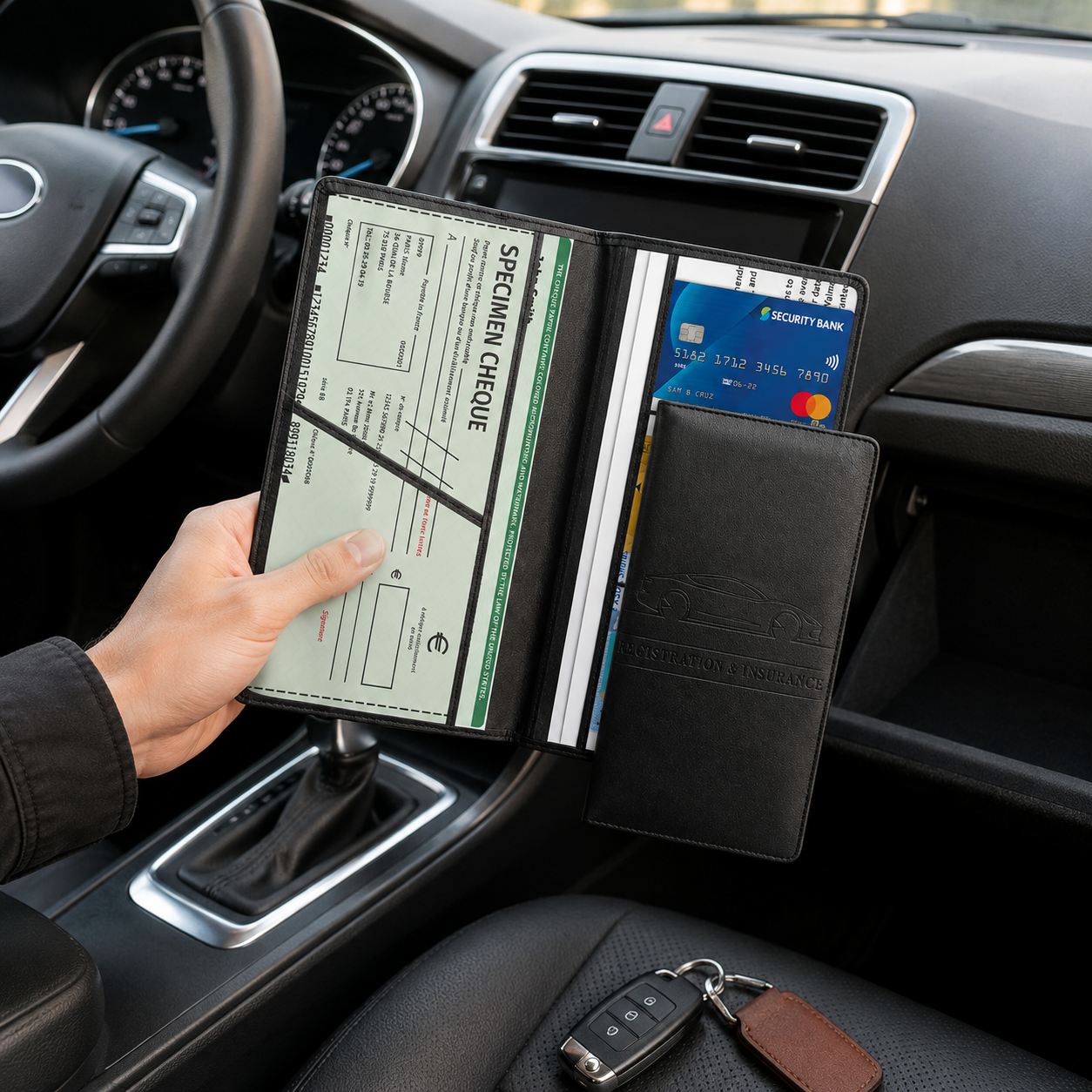 PU Car Registration Insurance Card and Driver License Document Holder