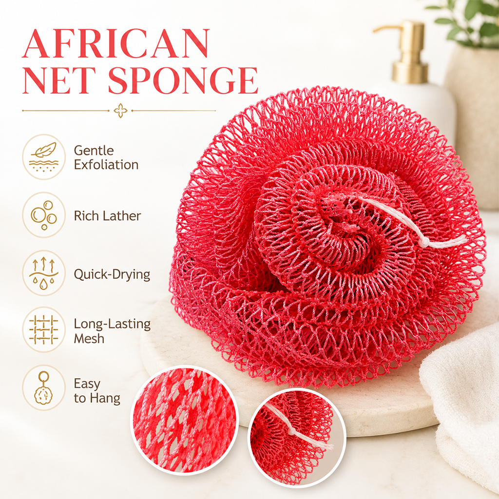 Authentic African Exfoliating Bath Net Sponge for Smooth Skin