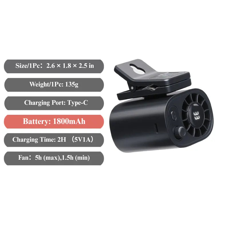 【Summer Survivals 】Joytutus Car Clip-On Fan, Car Accessories, Portable Fan with LED Display, 360° Rotation, 100-Speed Stepless Adjustment, USB-Rechargeable Charging Button , Cars Accessories
