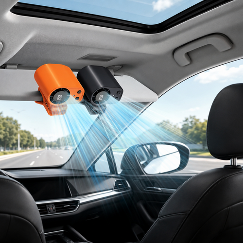 Car Clip Fan with 360° Rotation & USB Rechargeable
