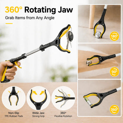 43'' Extra Long Grabber Reacher Tool – Heavy Duty with 360° Rotating Jaw & Magnets