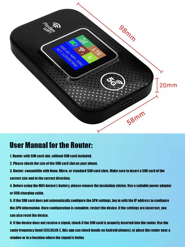 Lifetime Free Unlimited High-Speed Wi-Fi-5G High-Speed Portable WiFi