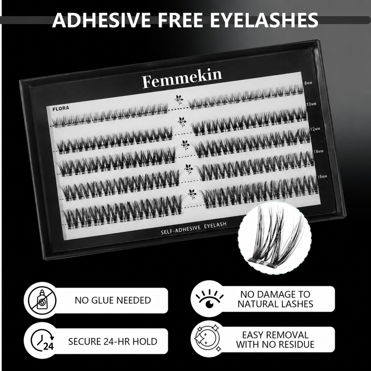 Femmekin No Glue Lash Kit - Self-Adhesive Eyelashes for Effortless Beauty