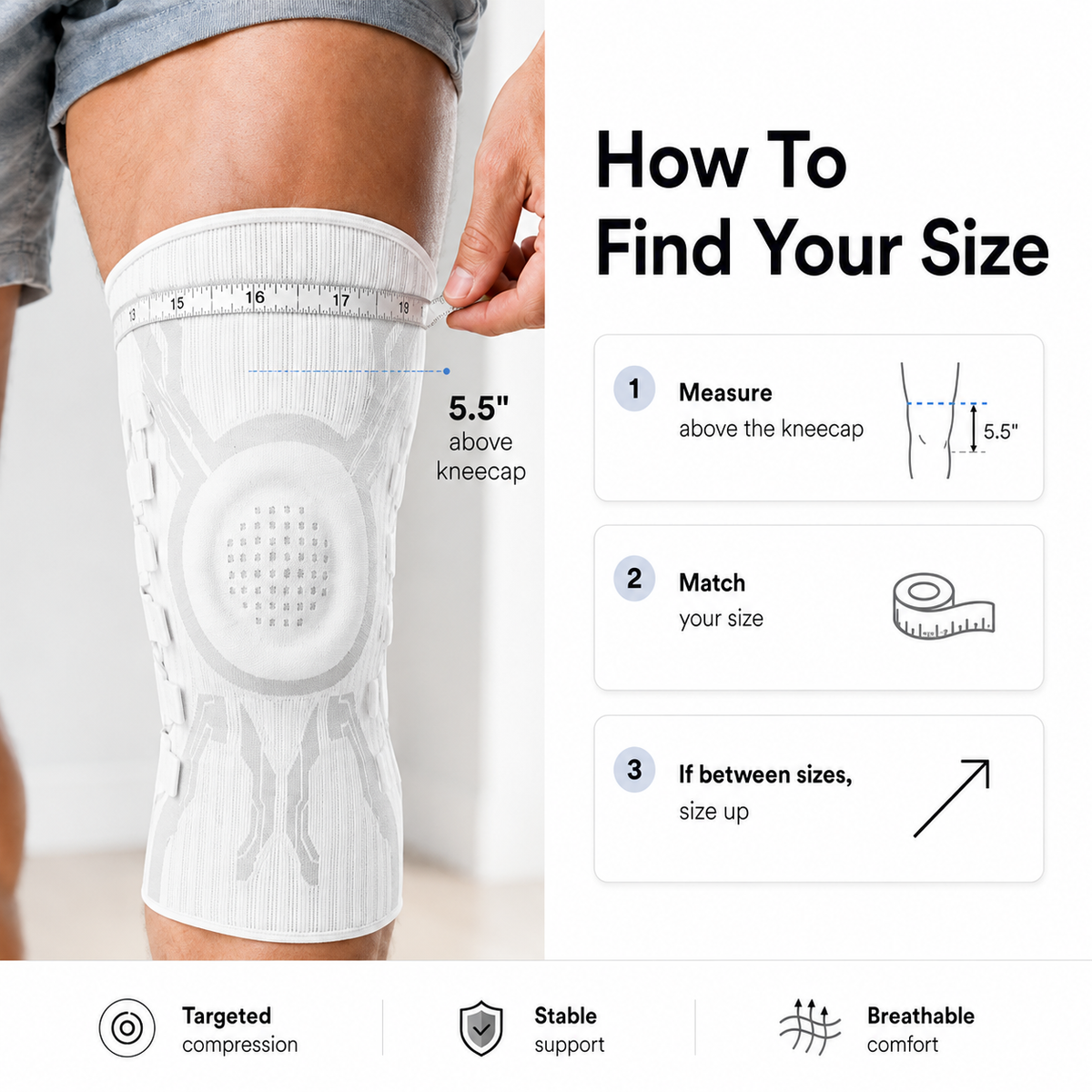 Breathable Compression Knee Brace with Side Stabilizers and Shock Absorption Pad