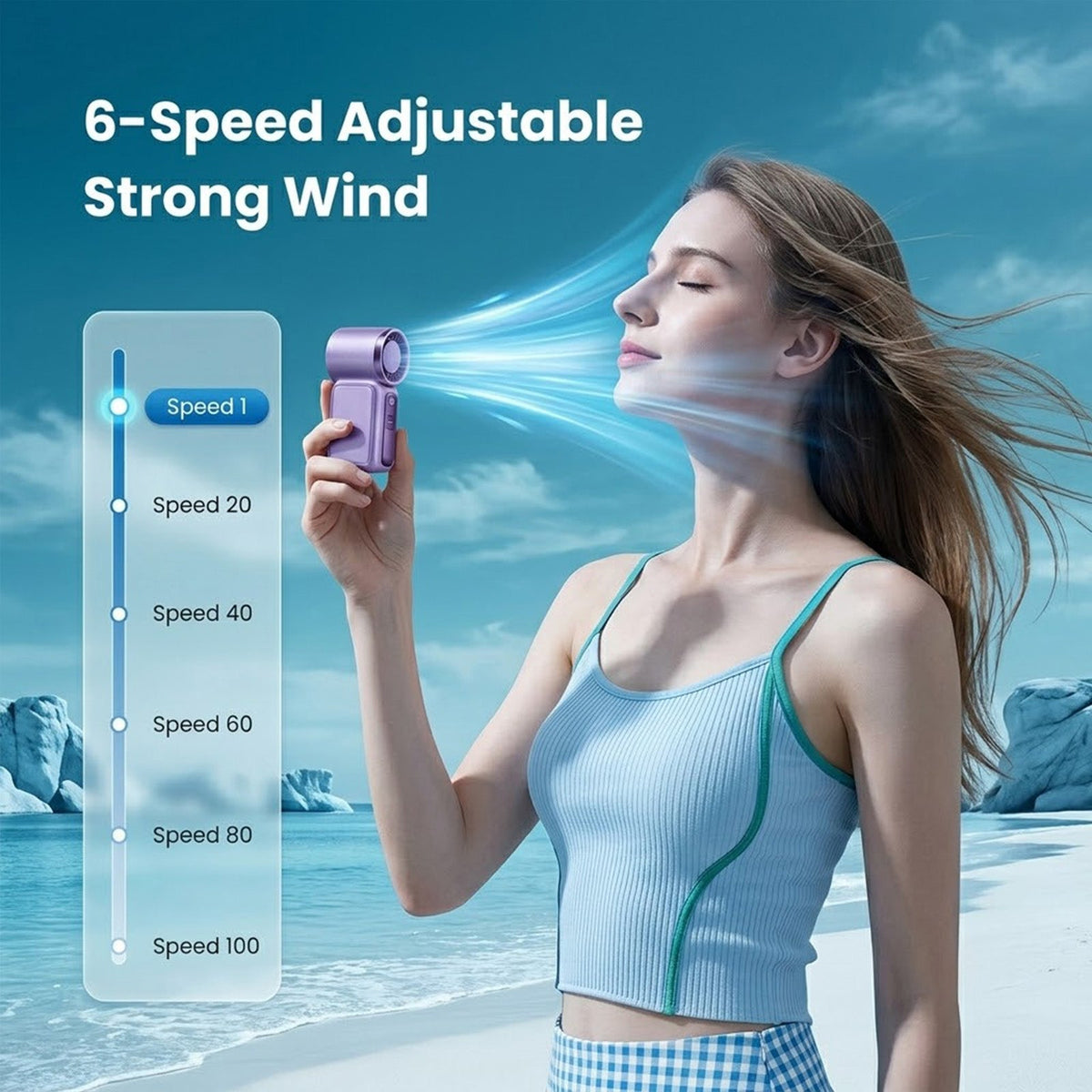 Portable Mini Handheld Fan with LED Display and USB Rechargeable Cooling