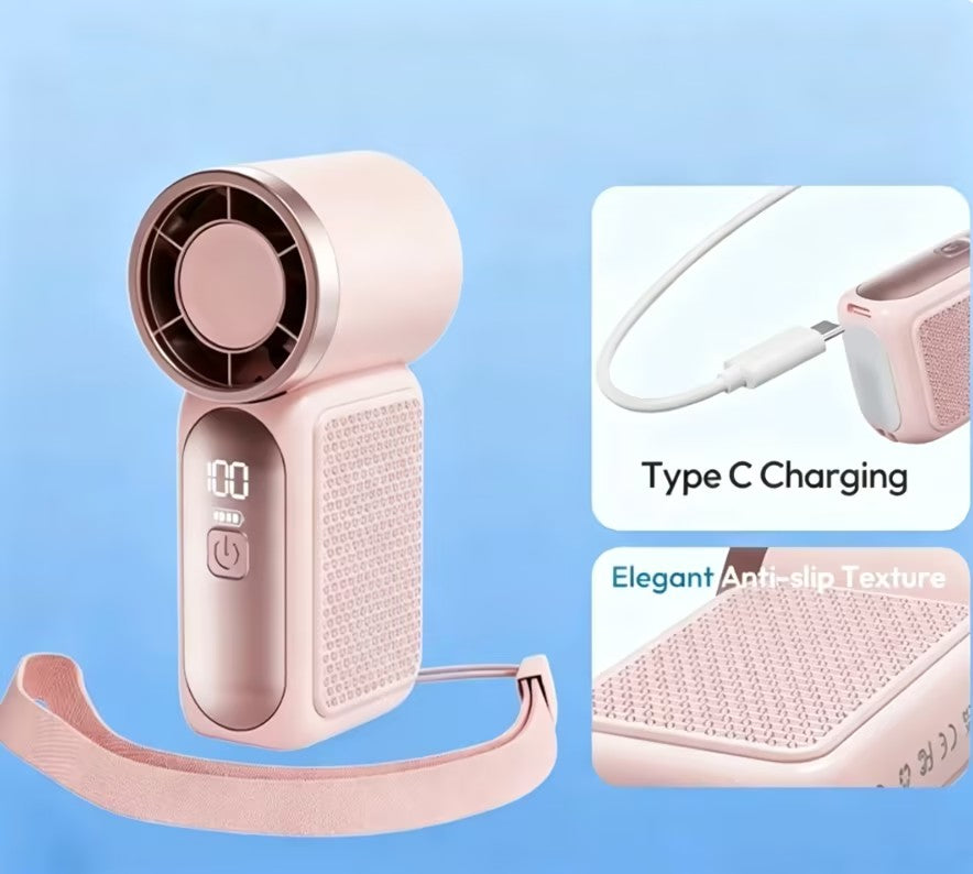 Portable Mini Handheld Fan with LED Display and USB Rechargeable Cooling