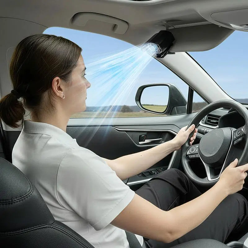 【Summer Survivals 】Joytutus Car Clip-On Fan, Car Accessories, Portable Fan with LED Display, 360° Rotation, 100-Speed Stepless Adjustment, USB-Rechargeable Charging Button , Cars Accessories