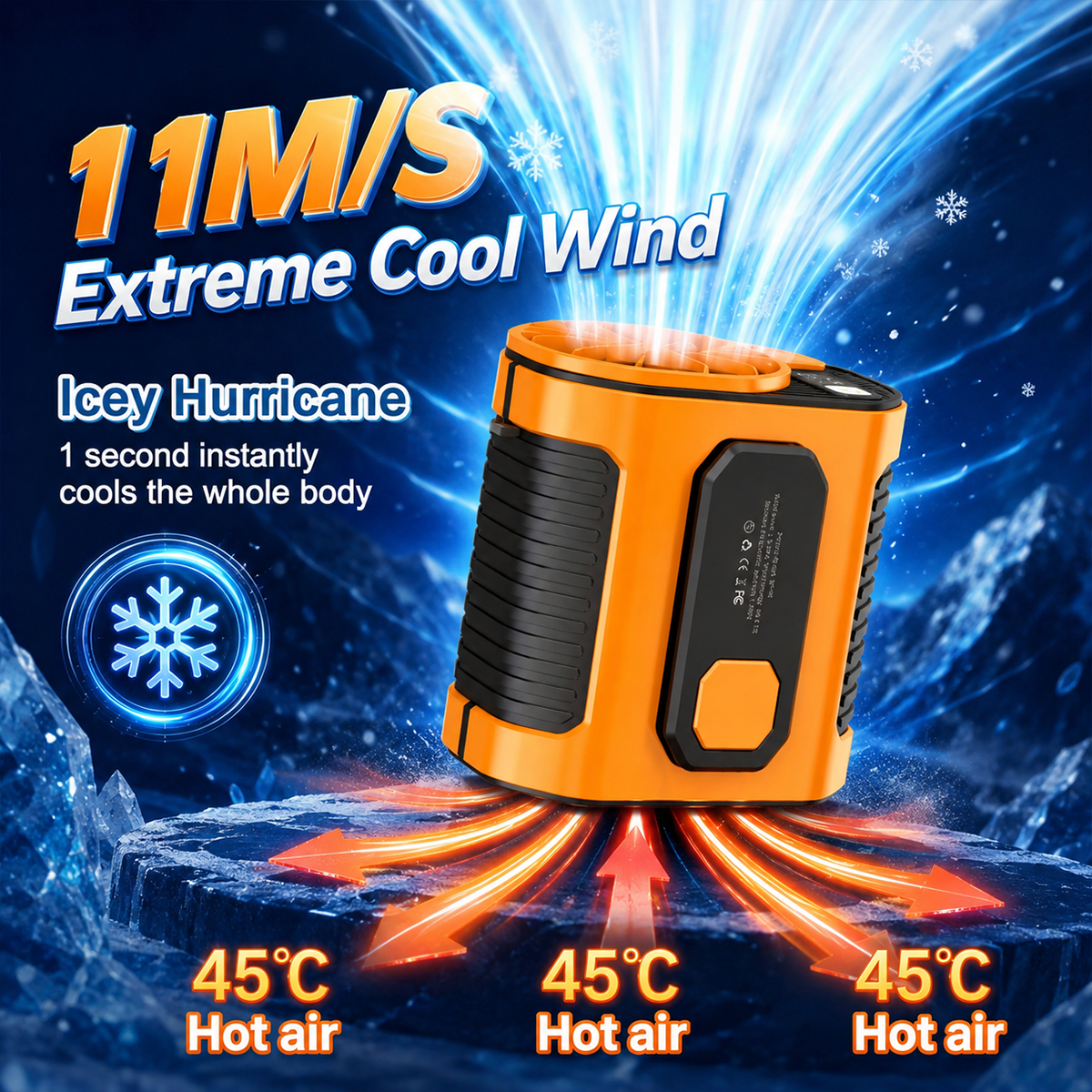 Portable Rechargeable Waist Fan with Power Bank & LED Light
