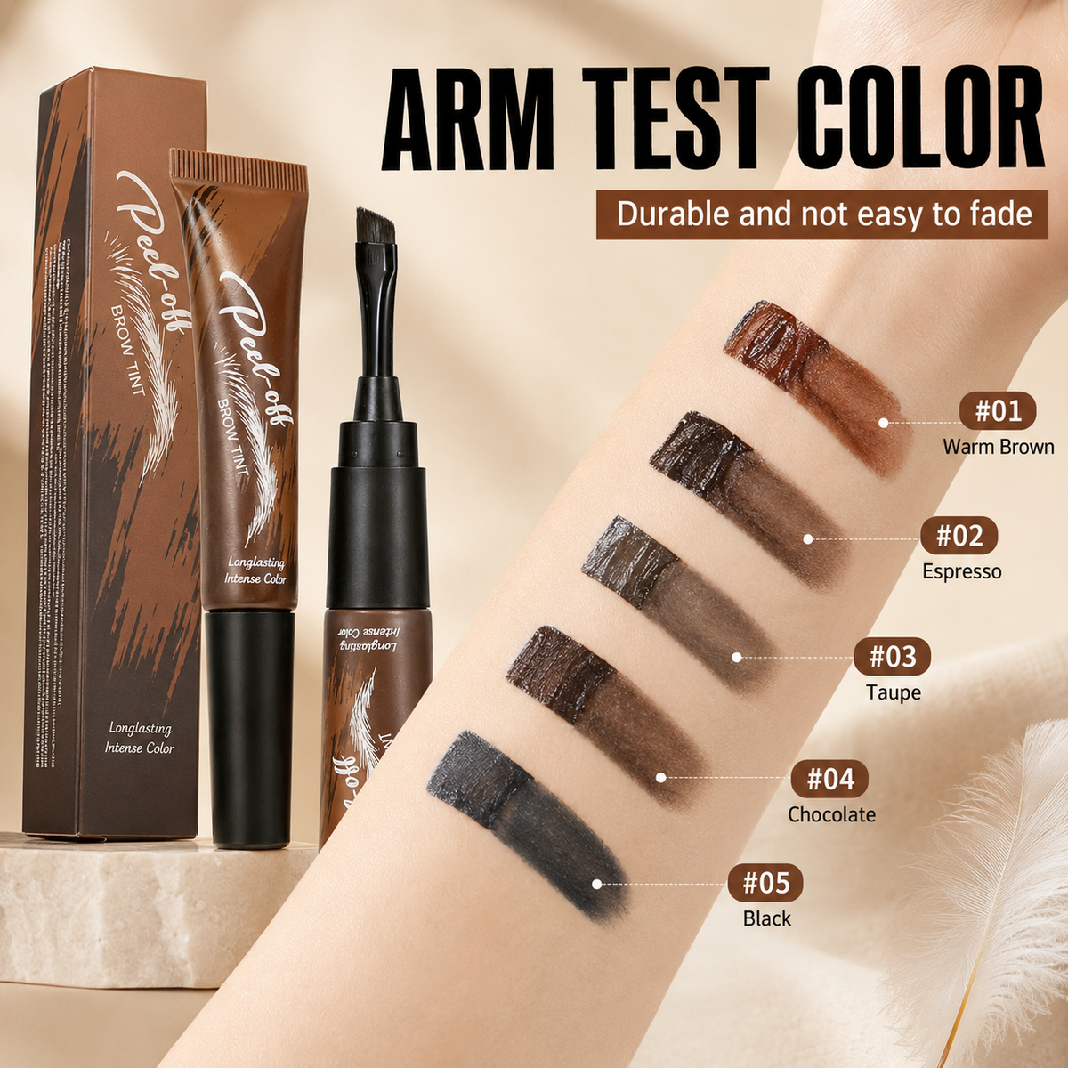 5-Color Waterproof Eyebrow Tint for Precise & Long-Lasting Brows