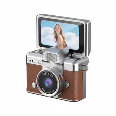 🎁 Mini Retro Digital Camera with Necklace & Clip – Pocket-Sized Christmas Gift