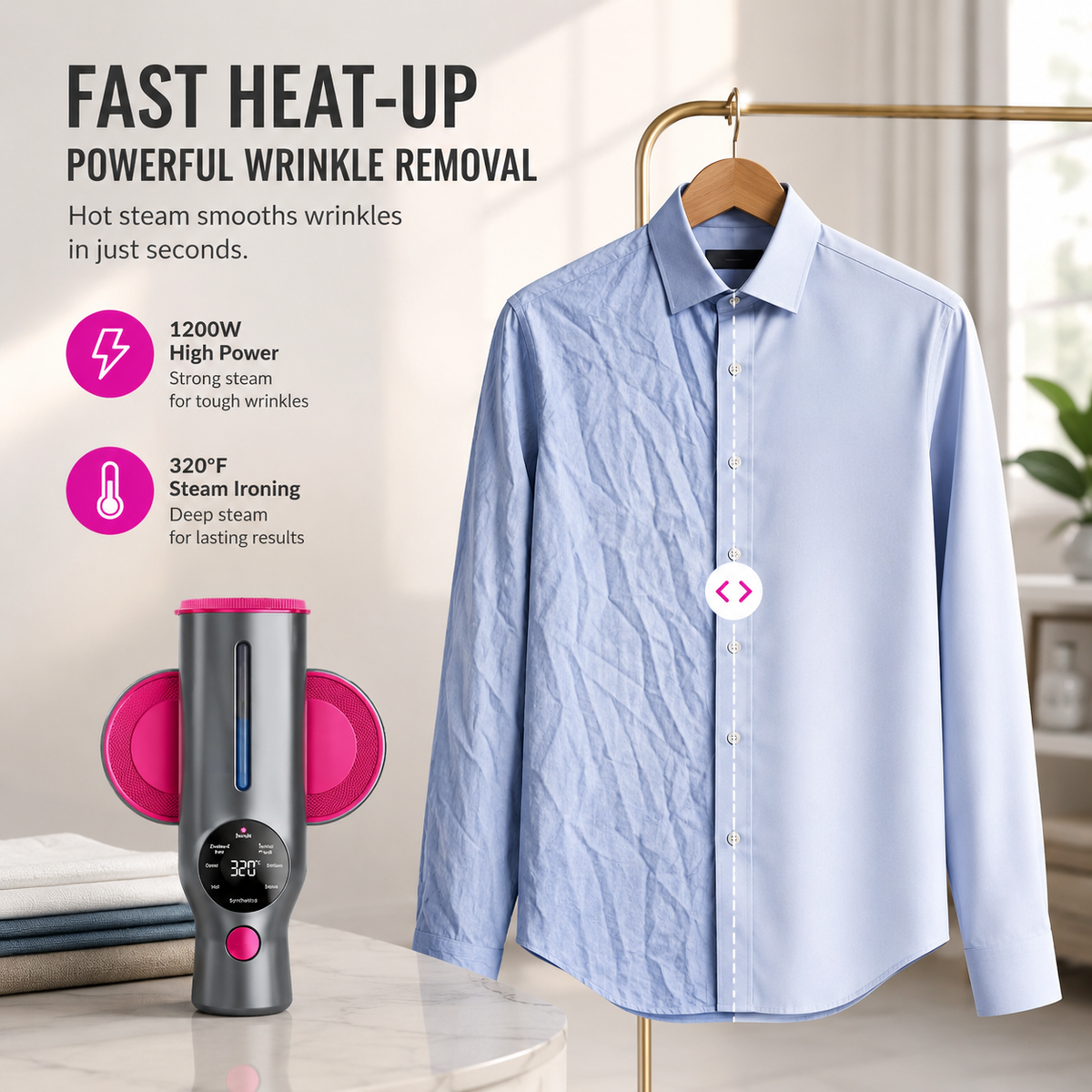 7-Mode Portable Garment Steamer with 15-Second Fast Heating