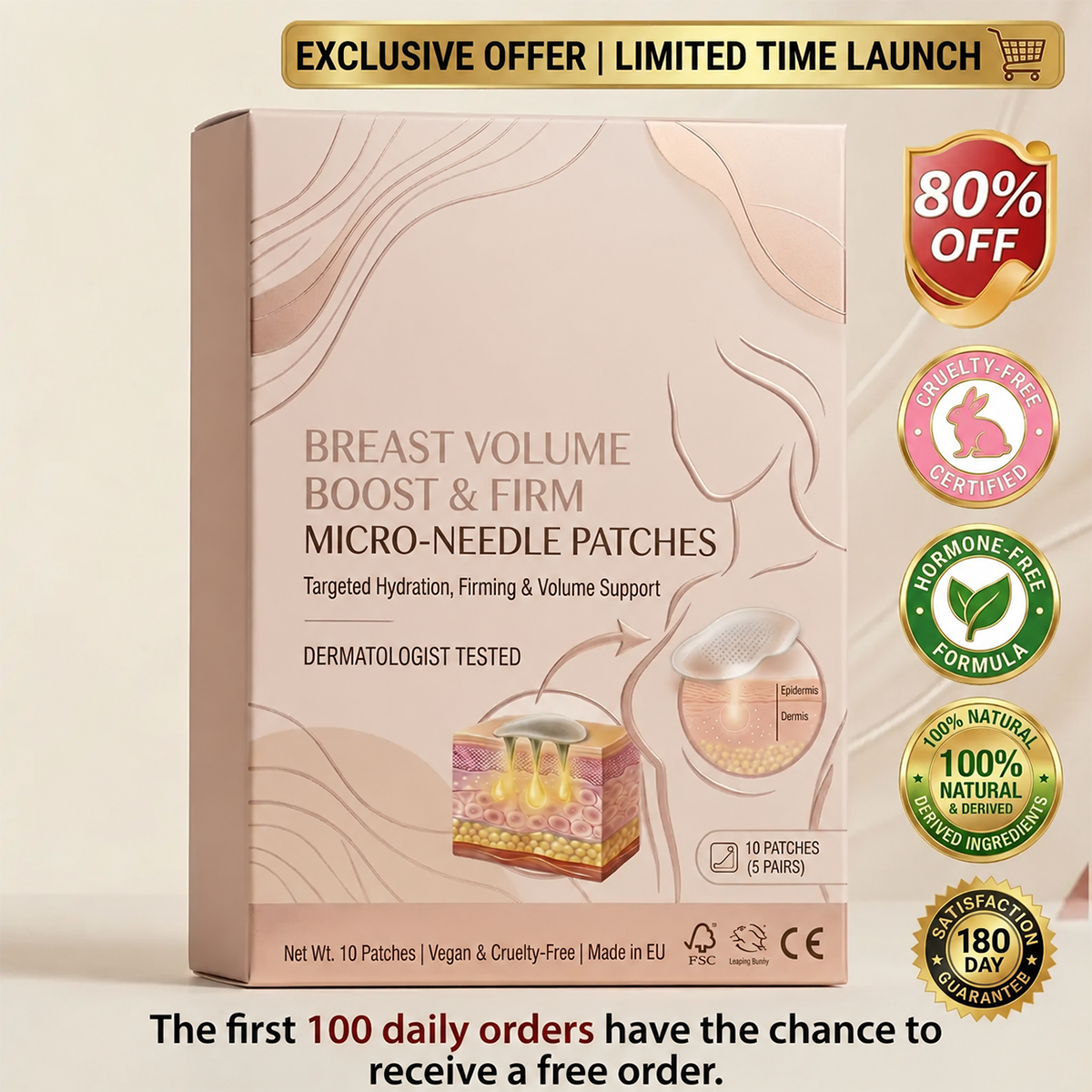Bust Firming Microneedle Patches for Skin and Shape Support