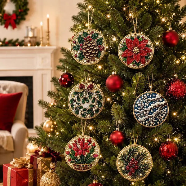 6 Pack Christmas Diamond Painting Ornament Kit – DIY Handmade Decorations