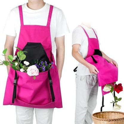 Cross Back Gardening Apron With Deep Kangaroo Release Pockets