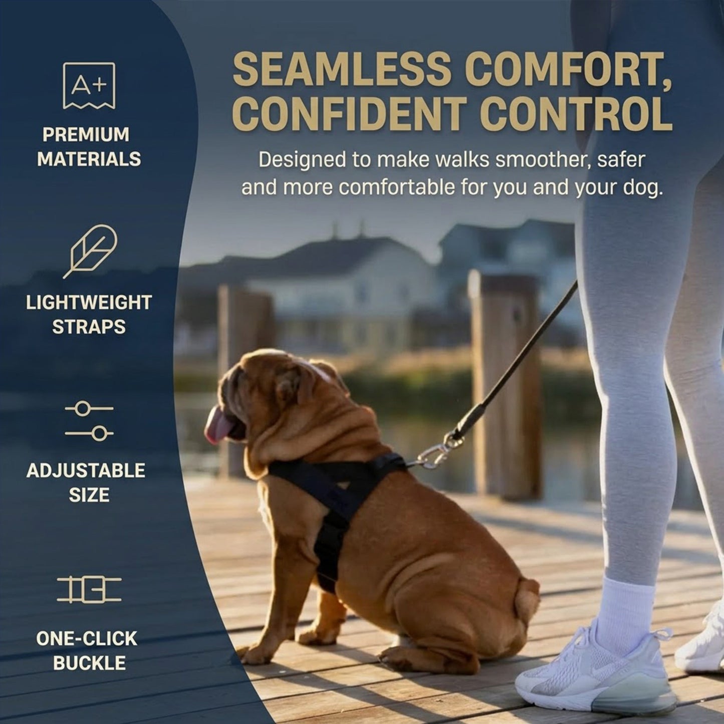 Adjustable No Pull Dog Harness Lightweight Comfortable Fit