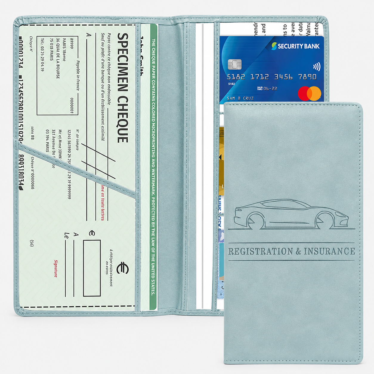 PU Car Registration Insurance Card and Driver License Document Holder