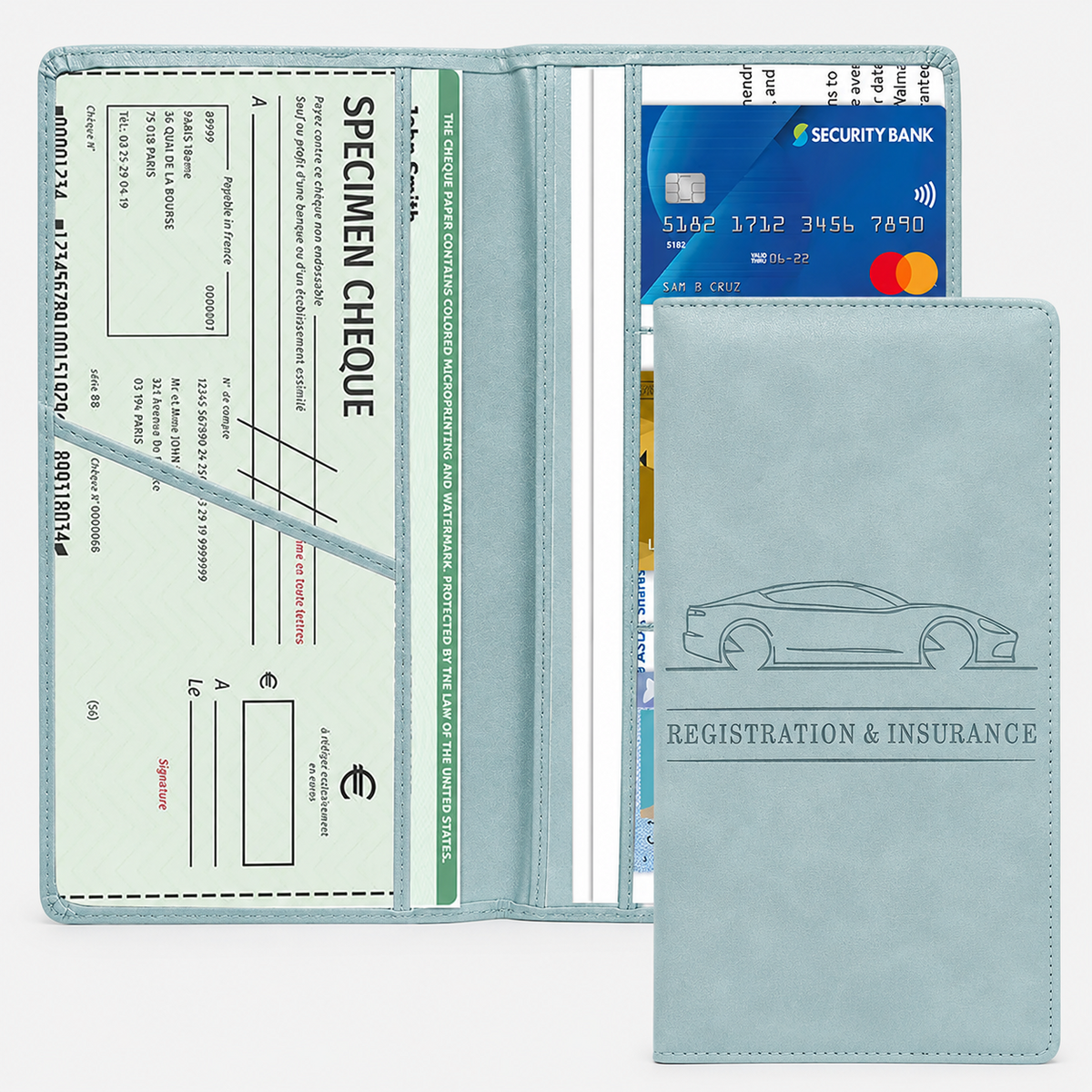 PU Car Registration Insurance Card and Driver License Document Holder