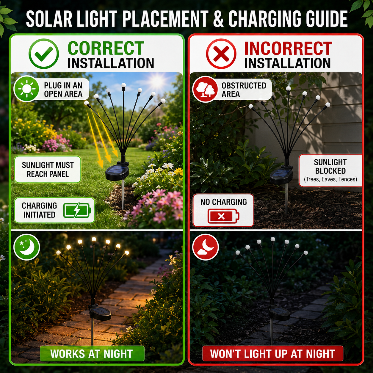 Outdoor Solar Firefly Lights 1 Pack 8 LED Waterproof Garden Stake Lights