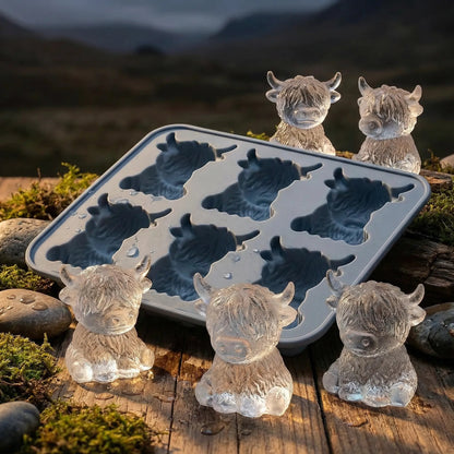 Mini Highland Cow 3D Ice Cube Mold for Drinks & Parties