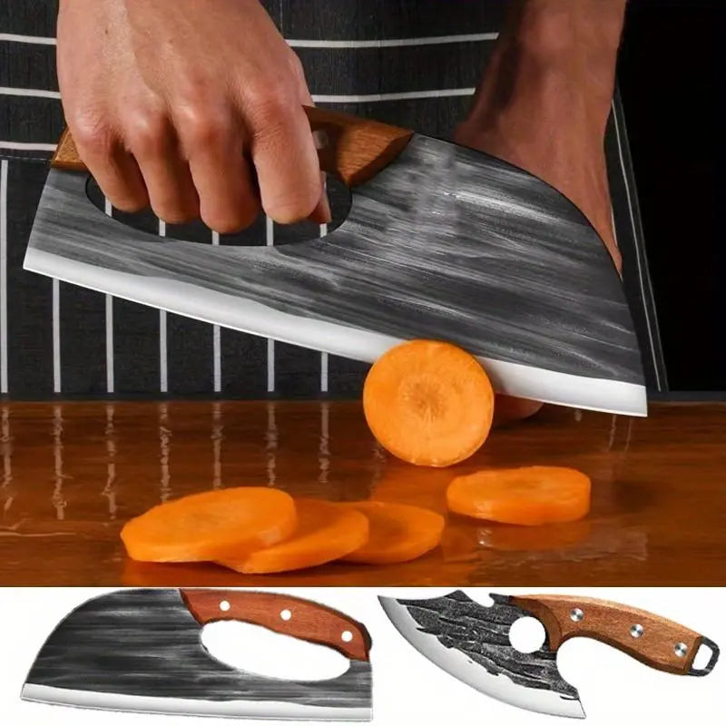 Forged Meat Cleaver Chef Knife Set With Non Slip Handle BOGO