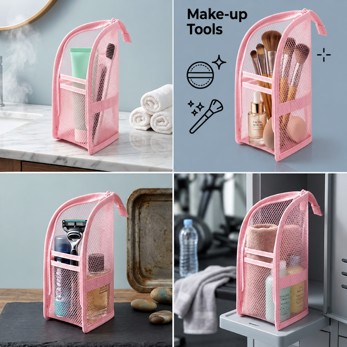 Mesh Zipper Toiletry Storage Pouch