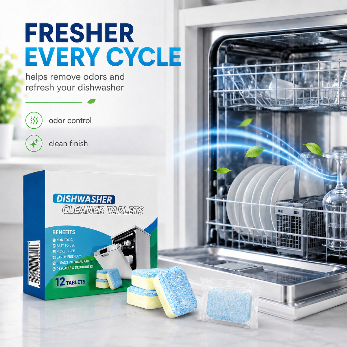 Dishwasher Cleaner Tablets – 12 Pack Deep Clean