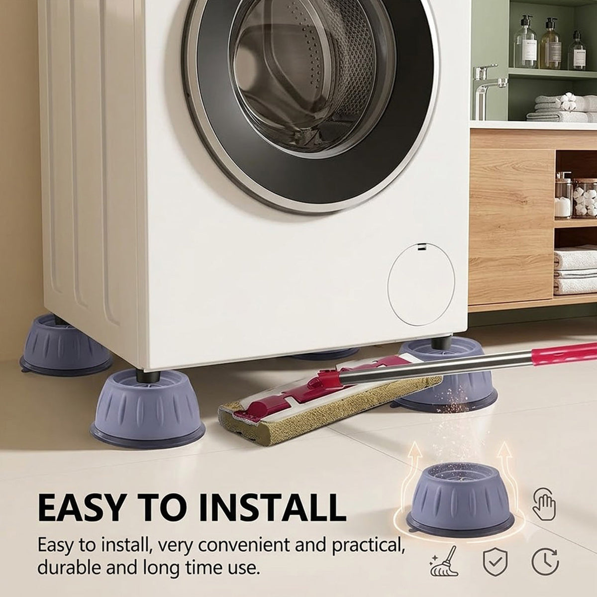 4 Piece Shock Absorbing Pads for Washing Machine Dryer and Refrigerator