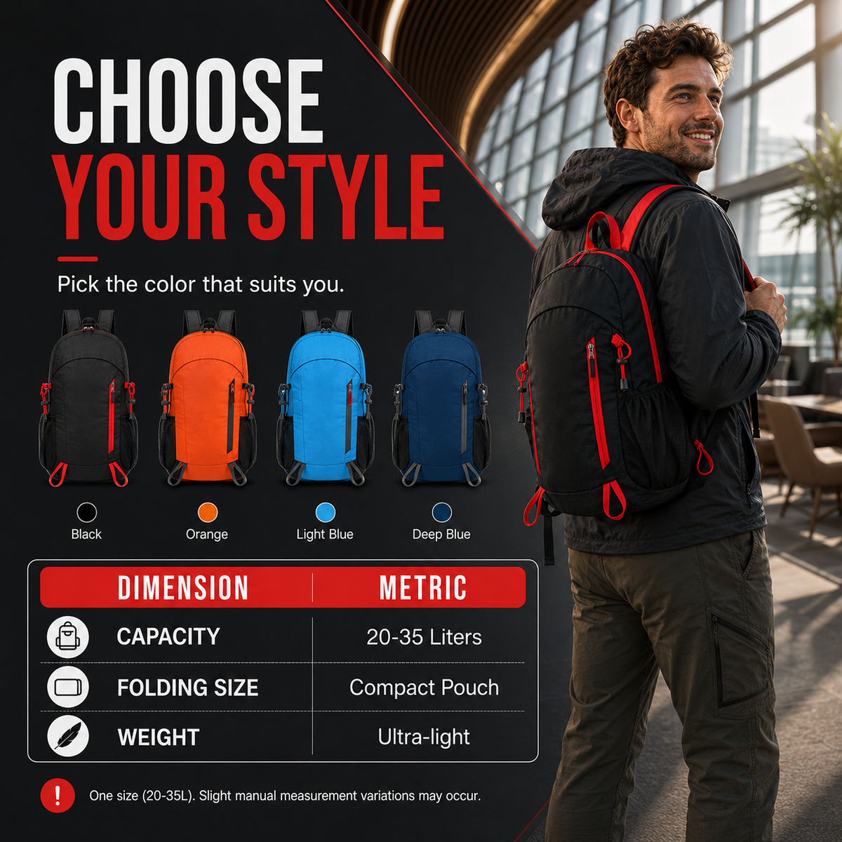 Lightweight Foldable Waterproof Hiking Backpack