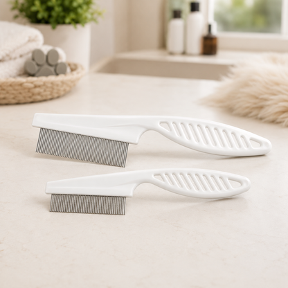 2 Pack Pet Grooming Comb Set for Small Dogs and Cats Flea and Lice Removal