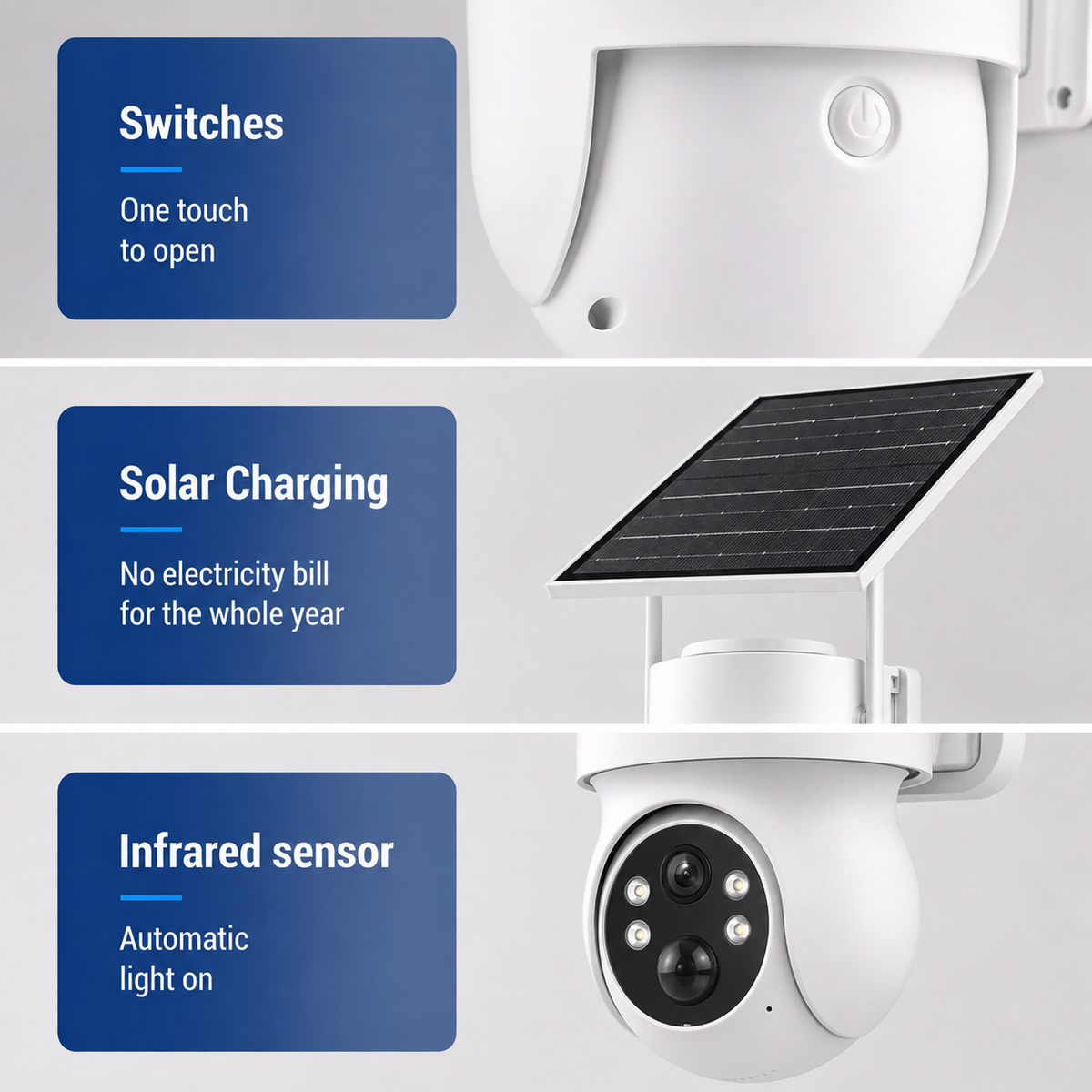 ⏰Smart AI Detection - Solar-Powered Simulated Surveillance Camera Street Light