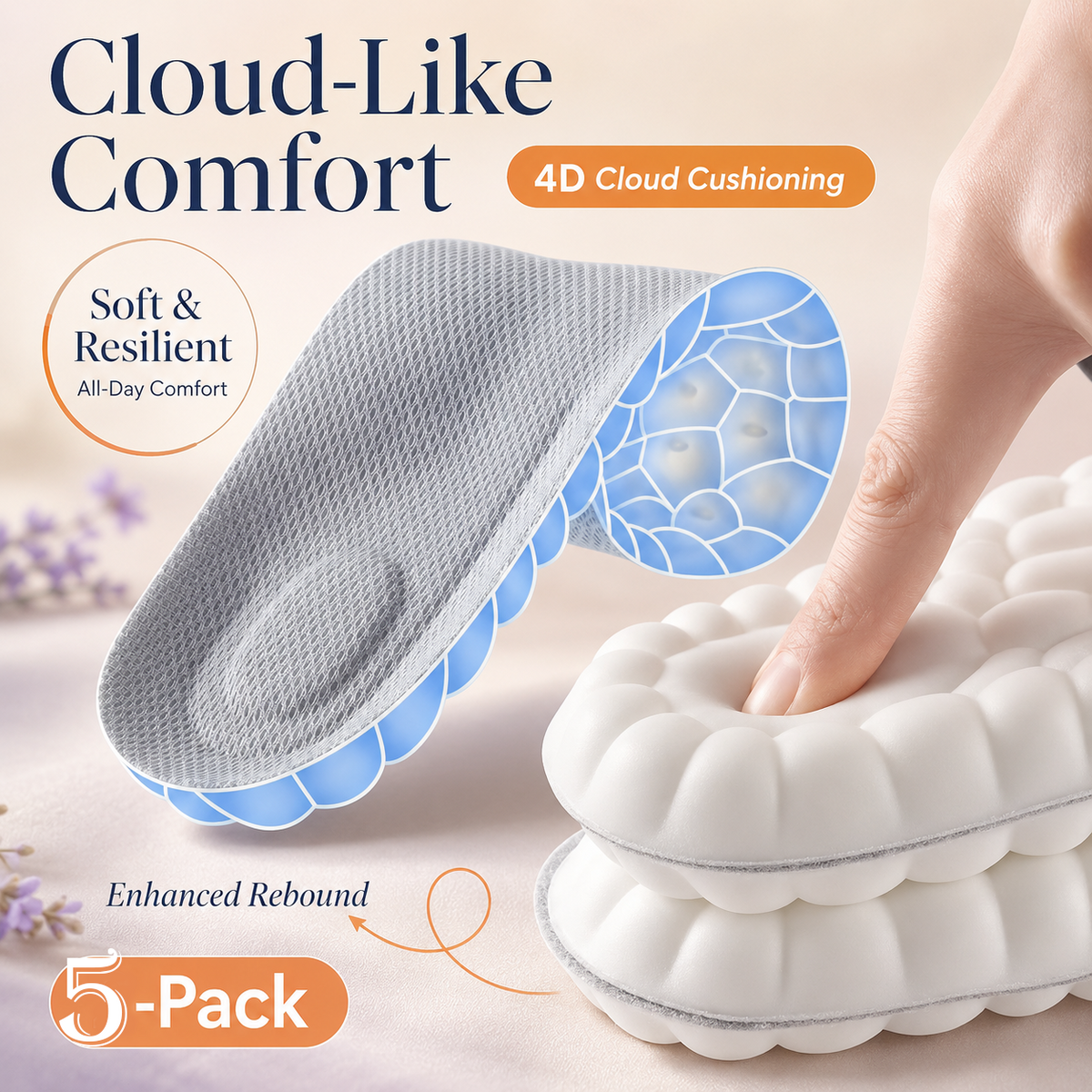 5-Pack 4D Cloud Soles for Men Women