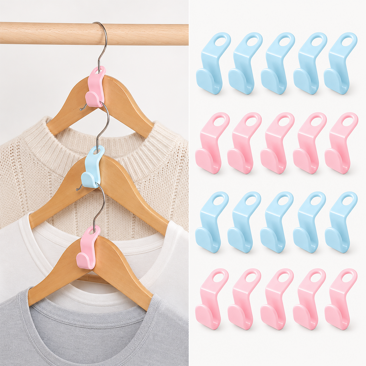Space Saving Hanger Connector Hooks 50 Pack Heavy Duty Closet Organizer