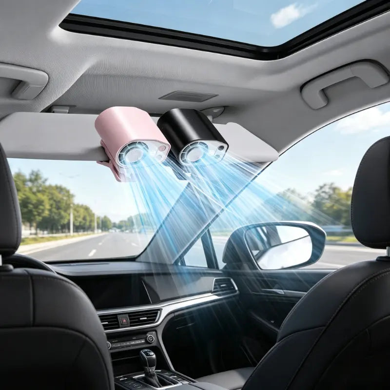 【Summer Survivals 】Joytutus Car Clip-On Fan, Car Accessories, Portable Fan with LED Display, 360° Rotation, 100-Speed Stepless Adjustment, USB-Rechargeable Charging Button , Cars Accessories