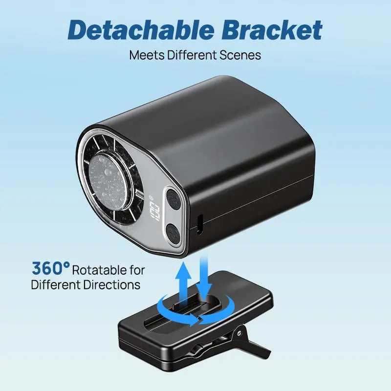 【Summer Survivals 】Joytutus Car Clip-On Fan, Car Accessories, Portable Fan with LED Display, 360° Rotation, 100-Speed Stepless Adjustment, USB-Rechargeable Charging Button , Cars Accessories