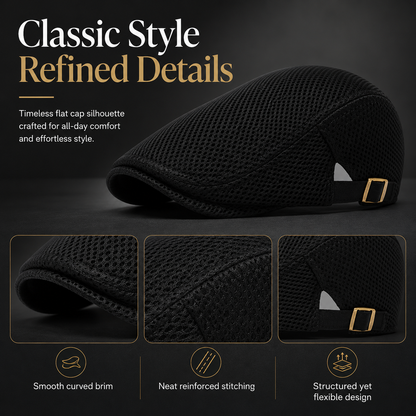 Men's Breathable Mesh Flat Cap – Adjustable Newsboy Ivy Beret Summer Hat