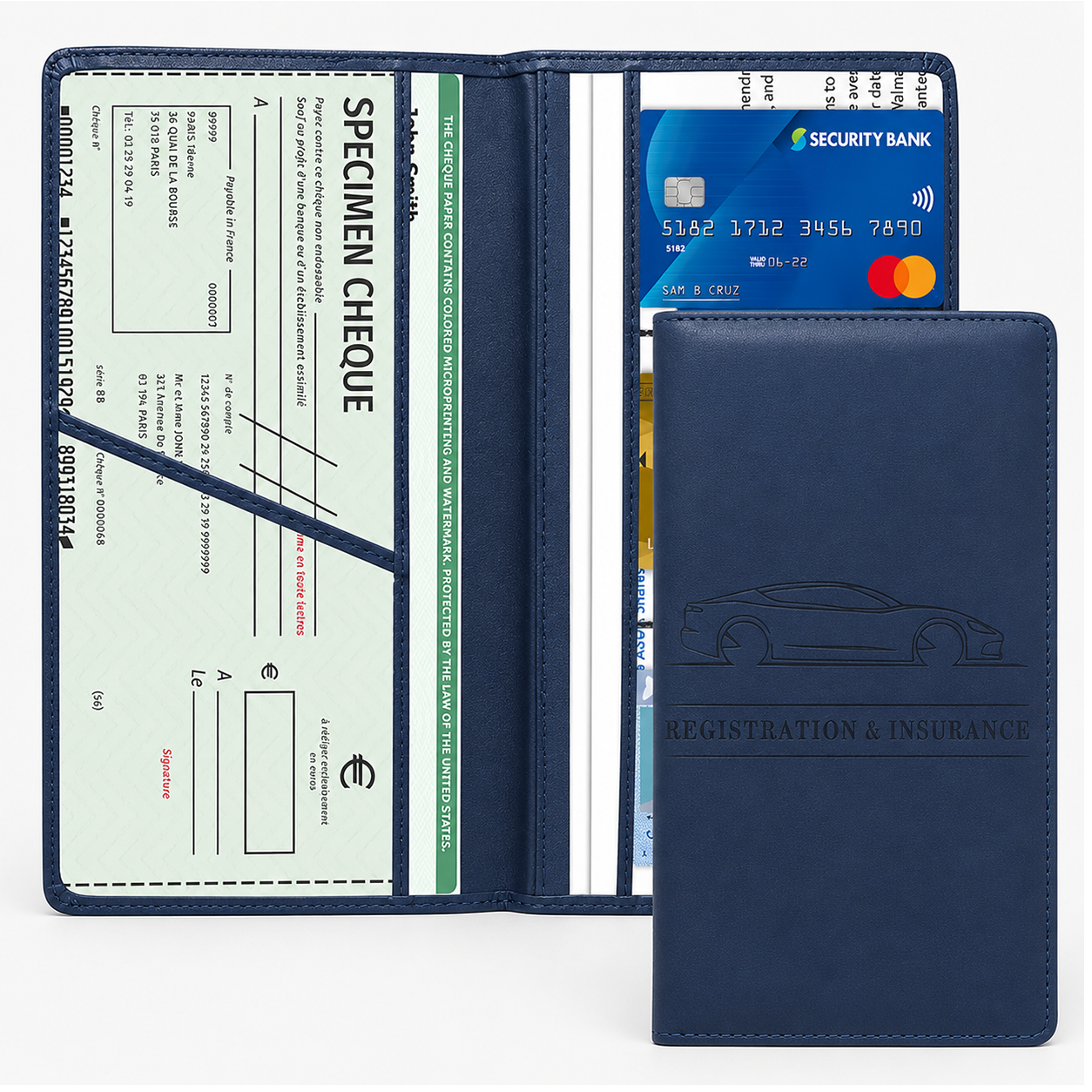 PU Car Registration Insurance Card and Driver License Document Holder