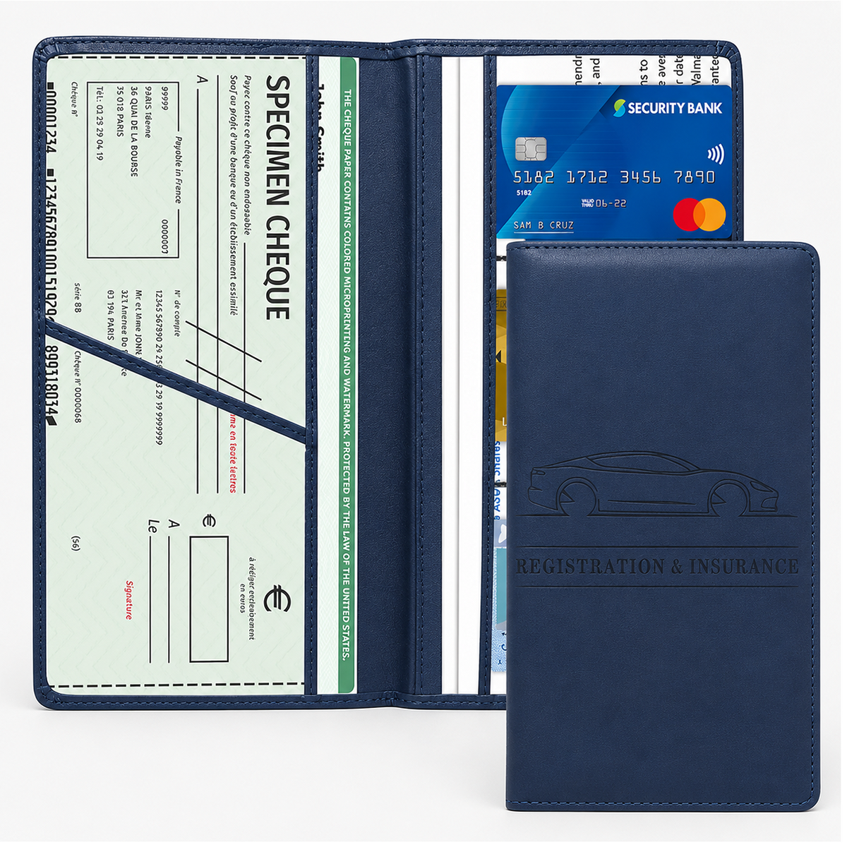 PU Car Registration Insurance Card and Driver License Document Holder