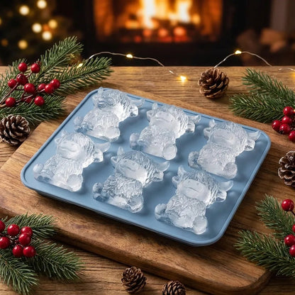 Mini Highland Cow 3D Ice Cube Mold for Drinks & Parties