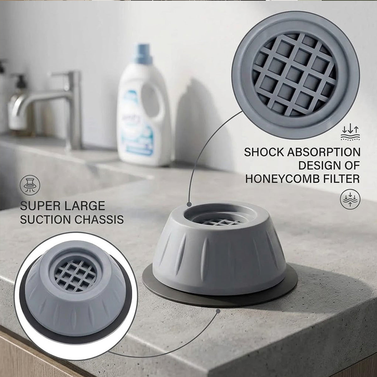 4 Piece Shock Absorbing Pads for Washing Machine Dryer and Refrigerator